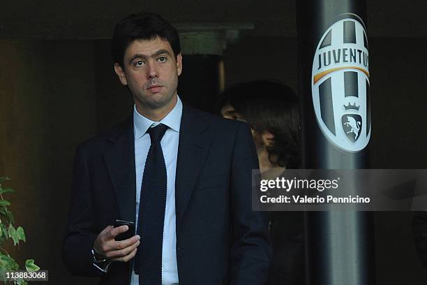 Juventus FC president Andrea Agnelli looks on prior to the Serie A match between Juventus FC and AC Chievo Verona at Olimpico Stadium on May 9, 2011...