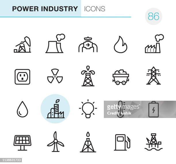 ilustrações, clipart, desenhos animados e ícones de indústria do poder-ícones perfeitos do pixel - campo petrolífero