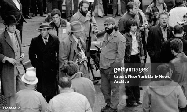 Making of movie The Godfather on Mott Street in Manhattan. Marlon Brando and Francis Ford Coppola talks about the scene where Marlon Brando plays Don...