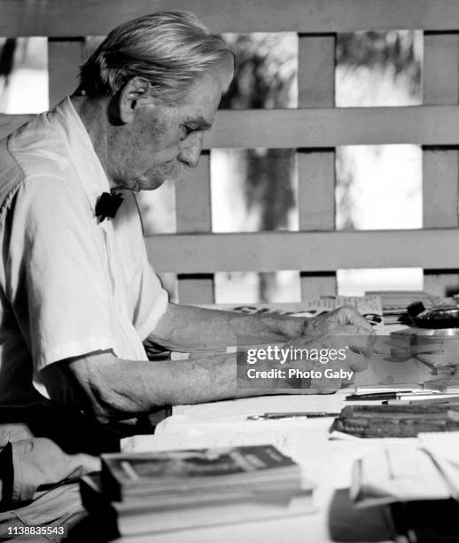 Doctor Albert Schweitzer, taken in his hospital in Lambaréné, 1965. He won the Nobel peace prize in 1952.