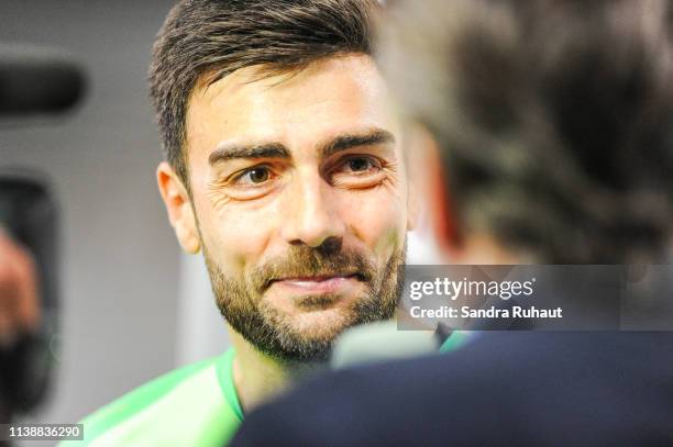 Vincent Demarconnay of Paris FC during the Ligue 2 match between Paris FC and Valenciennes FC at Stade Charlety on April 22, 2019 in Paris, France.