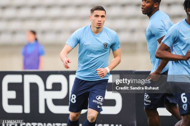 Romain Perraud of Paris FC during the Ligue 2 match between Paris FC and Valenciennes FC at Stade Charlety on April 22, 2019 in Paris, France.