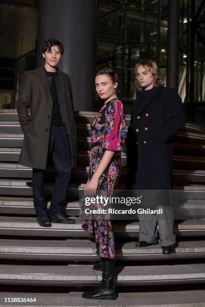 Actors Aomi Muyock, Lucas Ionesco & Sebastien Urzendowsky poses for a portrait during the 69th Berlinale International Film Festival on February 8,...