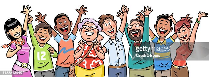 Cheering Group Of People High-Res Vector Graphic - Getty Images