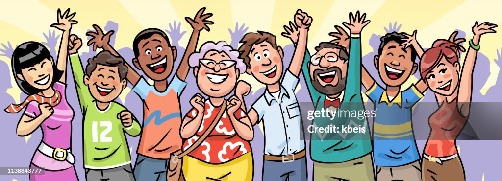 Large Group Of People Celebrating