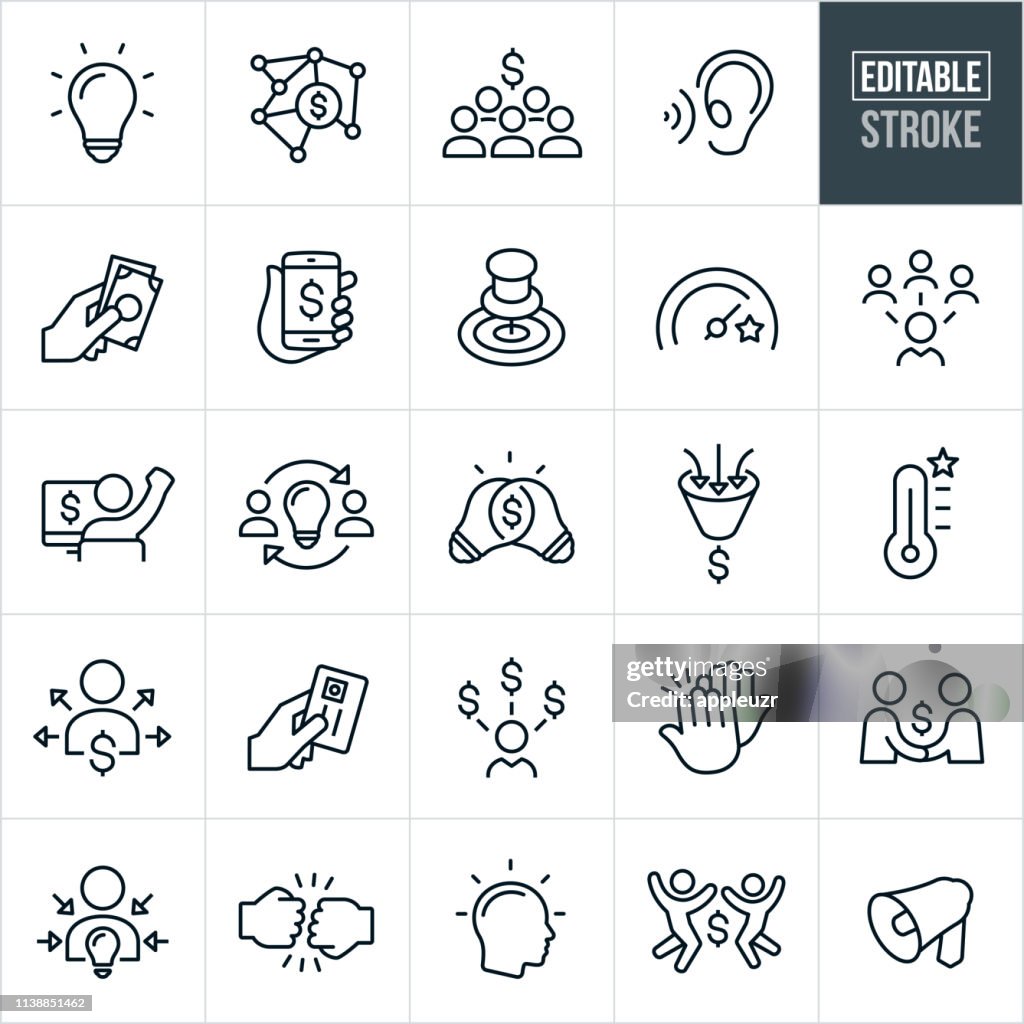 Crowdfunding Thin Line Icons - Editable Stroke