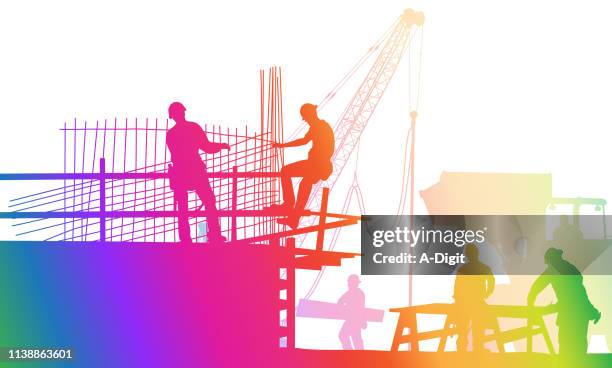 various jobs rainbow - rebar construction stock illustrations