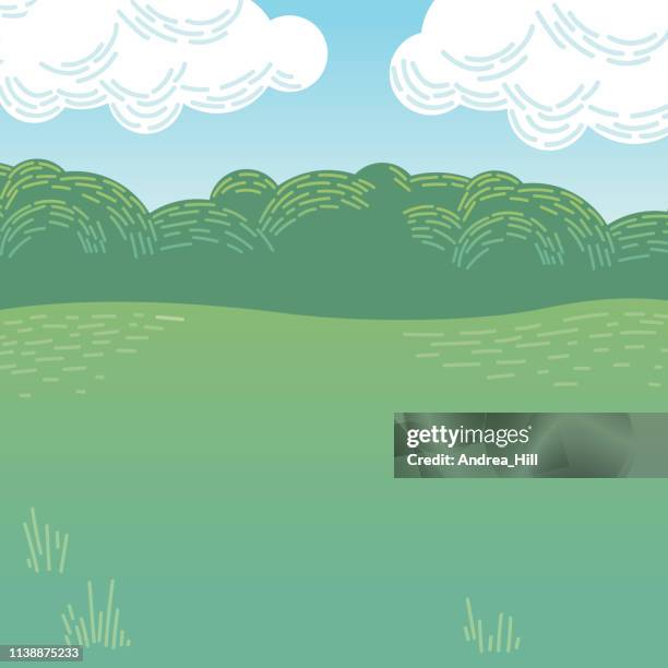 stockillustraties, clipart, cartoons en iconen met vector illustratie van cartoon park of bos - cute