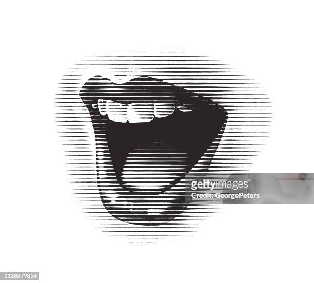 woman's mouth laughing and smiling - human teeth stock illustrations