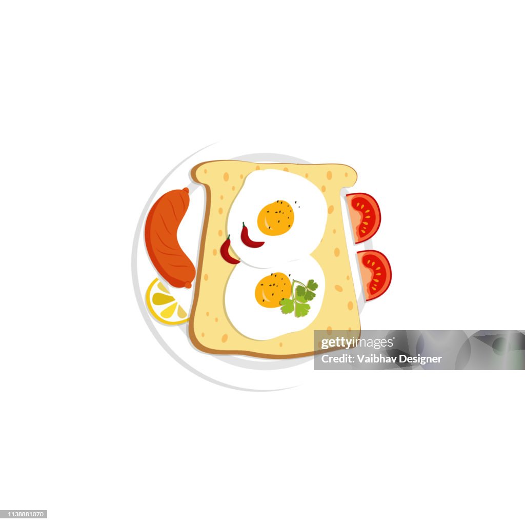 Egg omlet in a dish - Illustration