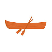 A Wooden boat icon on a white background. vector illustration in flat design