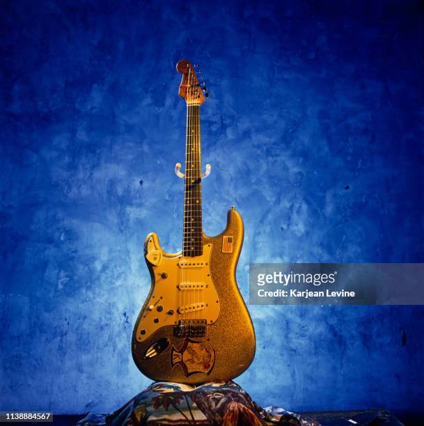 The King of Surf Guitar” Dick Dale’s left-handed Fender Stratocaster photographed on October 15, 1993 in New York City, New York.