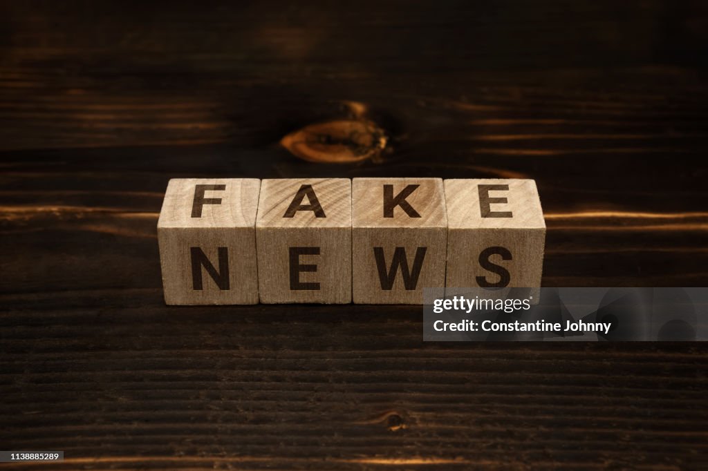 Fake News Words on Wooden Blocks