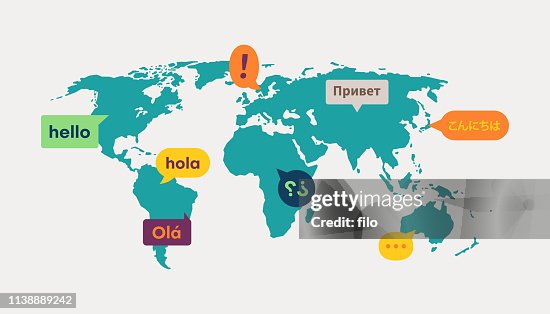 World Map Language Translation Communication World Map Language Translation Communication