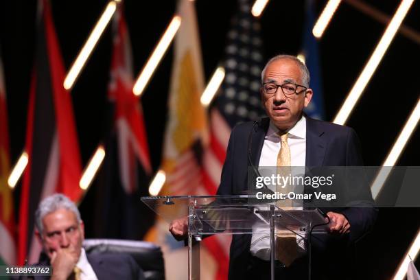 Carlos Cordeiro CONCACAF Council Member talks during the CONCACAF 34th Ordinary Congress at Chelsea Theater on March 28, 2019 in Las Vegas, Nevada.
