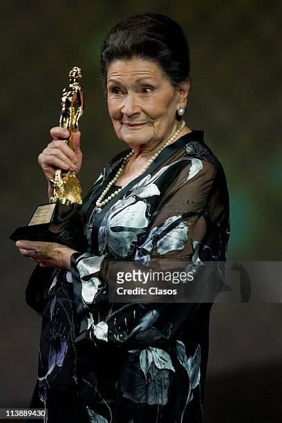 Ana Ofelia Murguia is awarded during the ceremony of Ariel Awards 2011 at Bellas Artes on May 7, 2011 in Mexico City, Mexico.