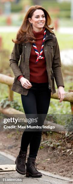 Catherine, Duchess of Cambridge visits the Scouts' headquarters at Gilwell Park, to learn more about the organisation's new pilot scheme to bring...