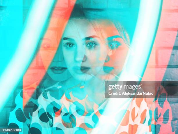 under the blue lights - blurred face stock pictures, royalty-free photos & images