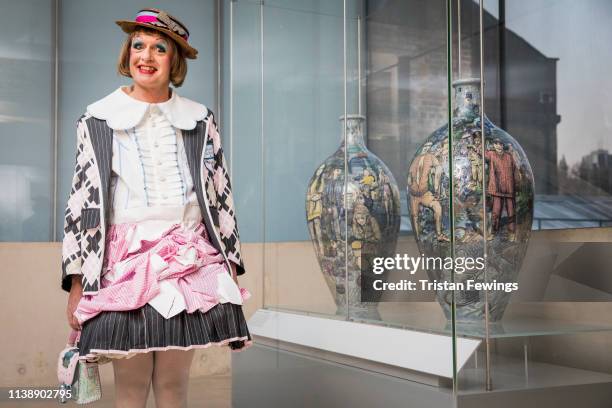 Grayson Perry attends a special unveiling of his Matching Pair vases, which go on display today in the V&A’s world-famous Ceramics Galleries at The...