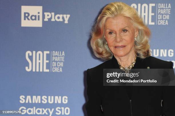 Italian film producer, screenwriter and actress Marina Cicogna during the red carpet of the 64th edition of the David di Donatello. Rome , March...