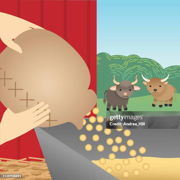 farmer feeding livestock - kids eating sweets drawing stock illustrations
