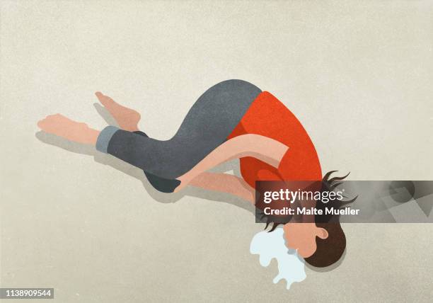 woman crying over spilled milk - depression sadness stock illustrations