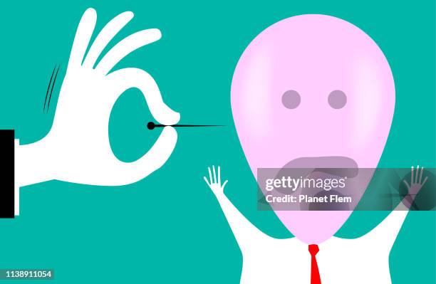 balloon head getting ready to be bursted - voodoo doll stock illustrations