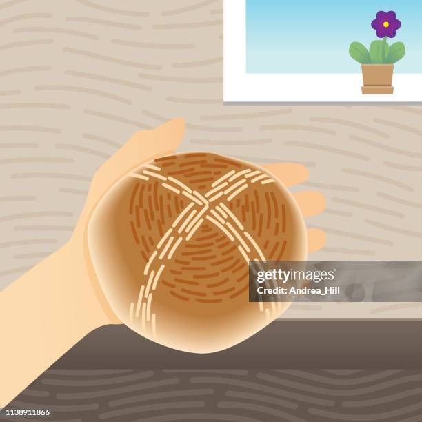 reaching for a bun - hot cross bun stock illustrations
