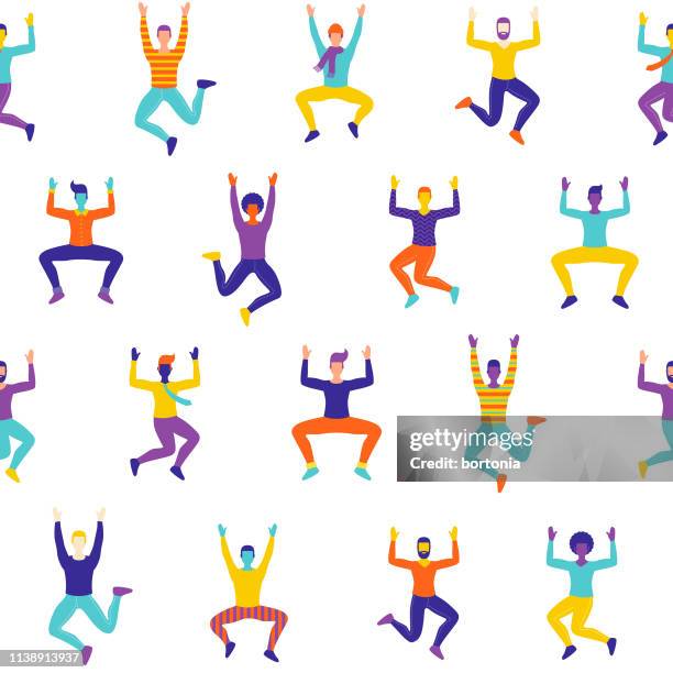 celebrating men seamless pattern - ecstatic stock illustrations