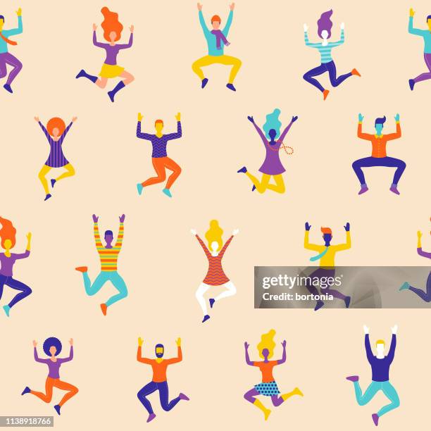 fun celebrating people seamless pattern - afro dance stock illustrations