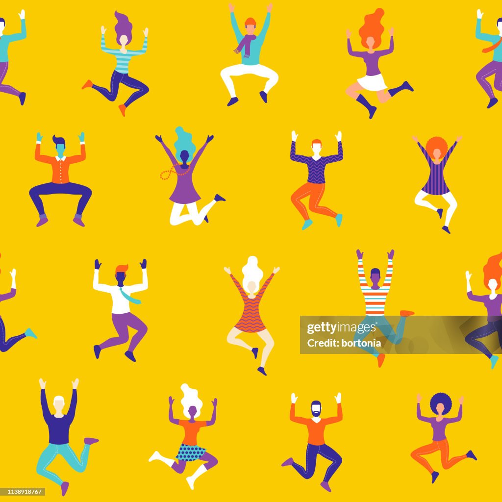 Fun Celebrating People Seamless Pattern