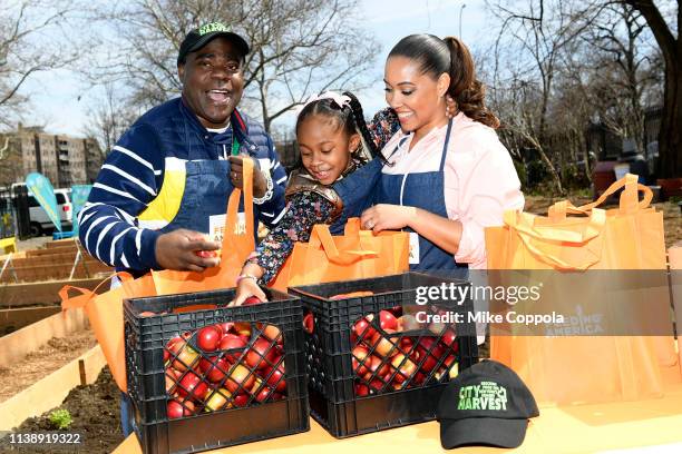 Tracy Morgan, Maven Sonae Morgan and Megan Wollover attend "The Last O.G. Season 2" Garden Party For Good at the Hattie Carthan Community Garden in...