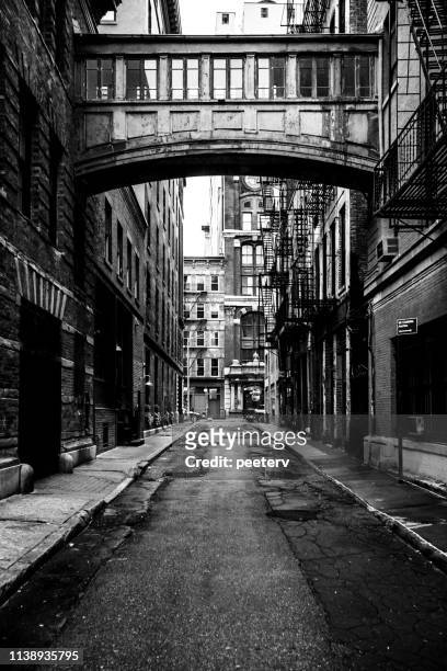 new york city - alley in tribeca district - monochrome scene stock pictures, royalty-free photos & images