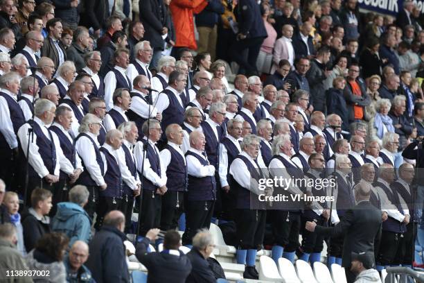 Fries volkslied during the Dutch Eredivisie match between sc Heerenveen and VVV Venlo at Abe Lenstra Stadium on April 23, 2019 in Heerenveen, The...