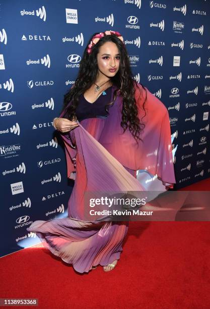 Jazz Jennings attends the 30th Annual GLAAD Media Awards Los Angeles at The Beverly Hilton Hotel on March 28, 2019 in Beverly Hills, California.