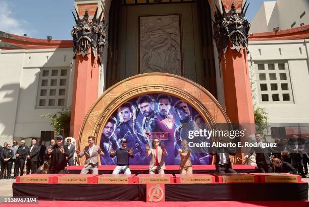Marvel Studios' "Avengers: Endgame" stars President of Marvel Studios/Producer Kevin Feige, Chris Hemsworth, Chris Evans, Robert Downey Jr., Scarlett...