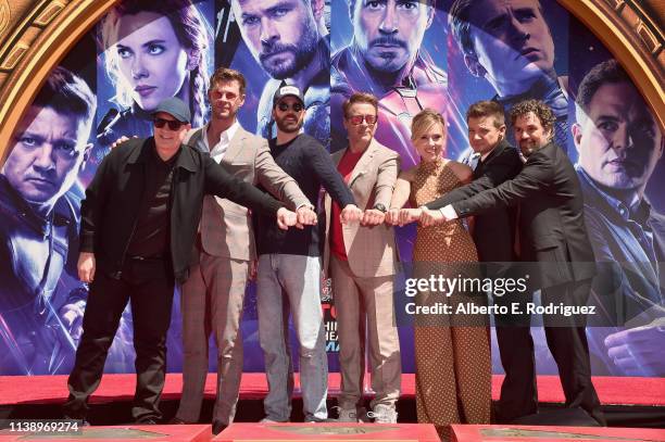 Marvel Studios' "Avengers: Endgame" stars President of Marvel Studios/Producer Kevin Feige, Chris Hemsworth, Chris Evans, Robert Downey Jr., Scarlett...