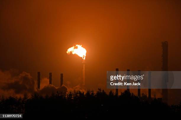 ExxonMobil's Fife Ethylene Plant where "unplanned flaring" following a malfunction has caused concern amongst local residents, on April 23, 2019 in...