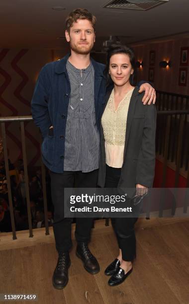 Kyle Soller and Phoebe Fox attend the press night after party for "All My Sons" at The Ham Yard Hotel on April 23, 2019 in London, England.