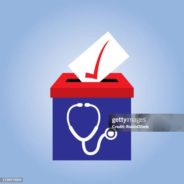 stethoscope ballot box icon - election stock illustrations