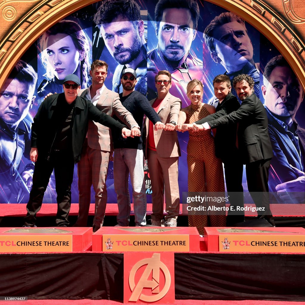 Marvel Studios' "Avengers: Endgame" Stars Place Handprints In Cement At TCL Chinese Theatre