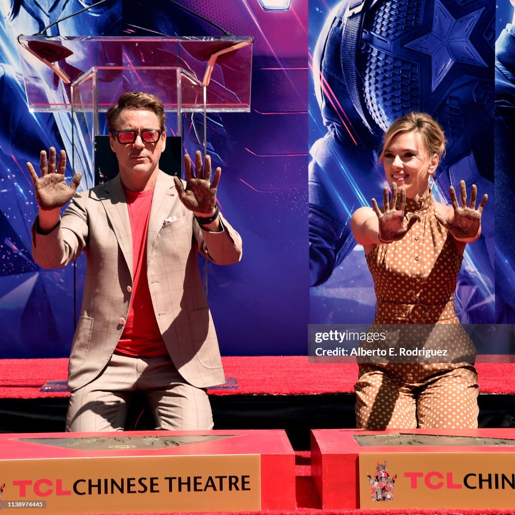 Marvel Studios' "Avengers: Endgame" Stars Place Handprints In Cement At TCL Chinese Theatre