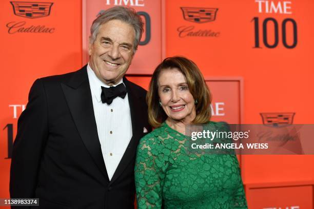 Speaker of the United States House of Representatives Nancy Pelosi and her husband Paul Pelosi arrive on the red carpet for the Time 100 Gala at the...