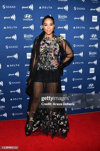 Alexandra Shipp at the 30th Annual GLAAD Media Awards at The Beverly Hilton Hotel on March 28, 2019 in Beverly Hills, California.
