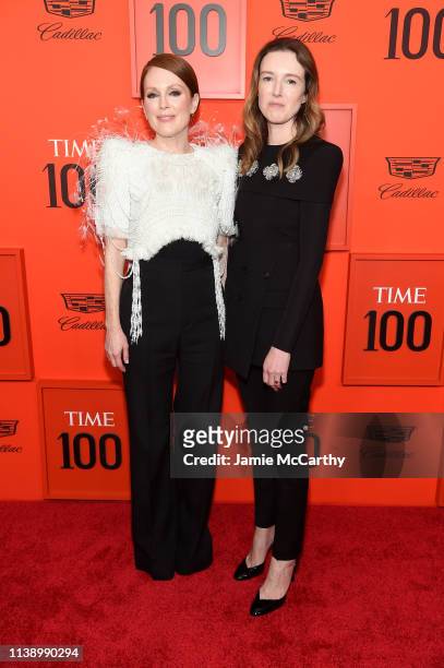 Julianne Moore and Clare Waight Keller attend the 2019 Time 100 Gala at Frederick P. Rose Hall, Jazz at Lincoln Center on April 23, 2019 in New York...