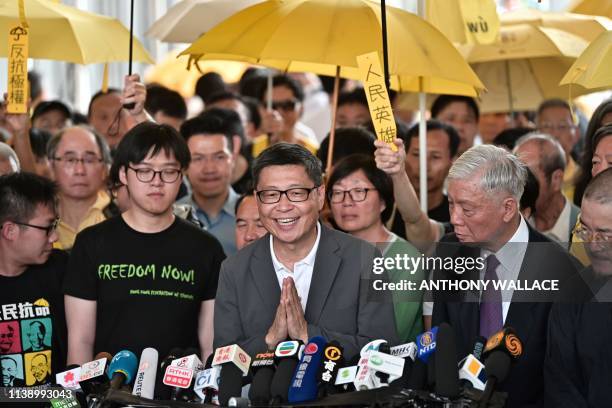 League of Social Democrats vice-chairman Raphael Wong, Cheung Say-yin, sociology professor Chan Kin-man , baptist minister Chu Yiu-ming and Shiu...