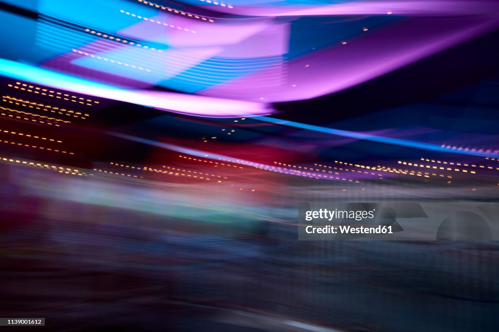 Colorful lights in movement, long exposure