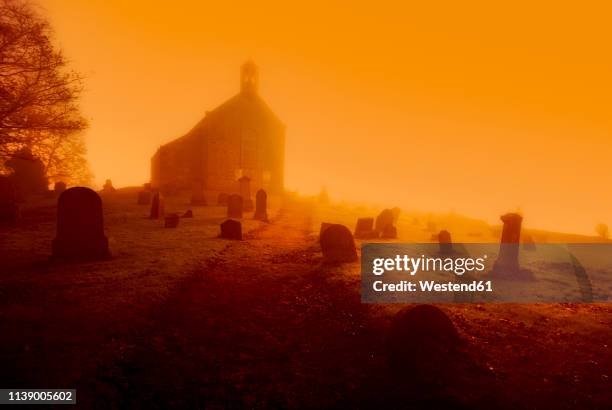 united kingdom, scotland, fife, graveyard, conceptual apocalyptic - cemetery ストックフォトと画像