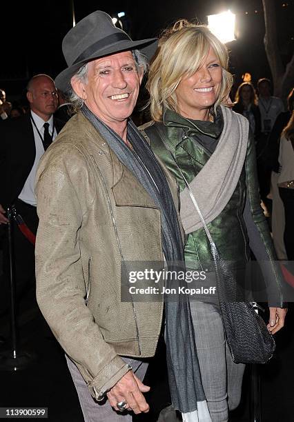 Musician Keith Richards and wife Patti Hansen arrive at the World Premiere "Pirates Of The Caribbean: On Stranger Tides" at Disneyland on May 7, 2011...