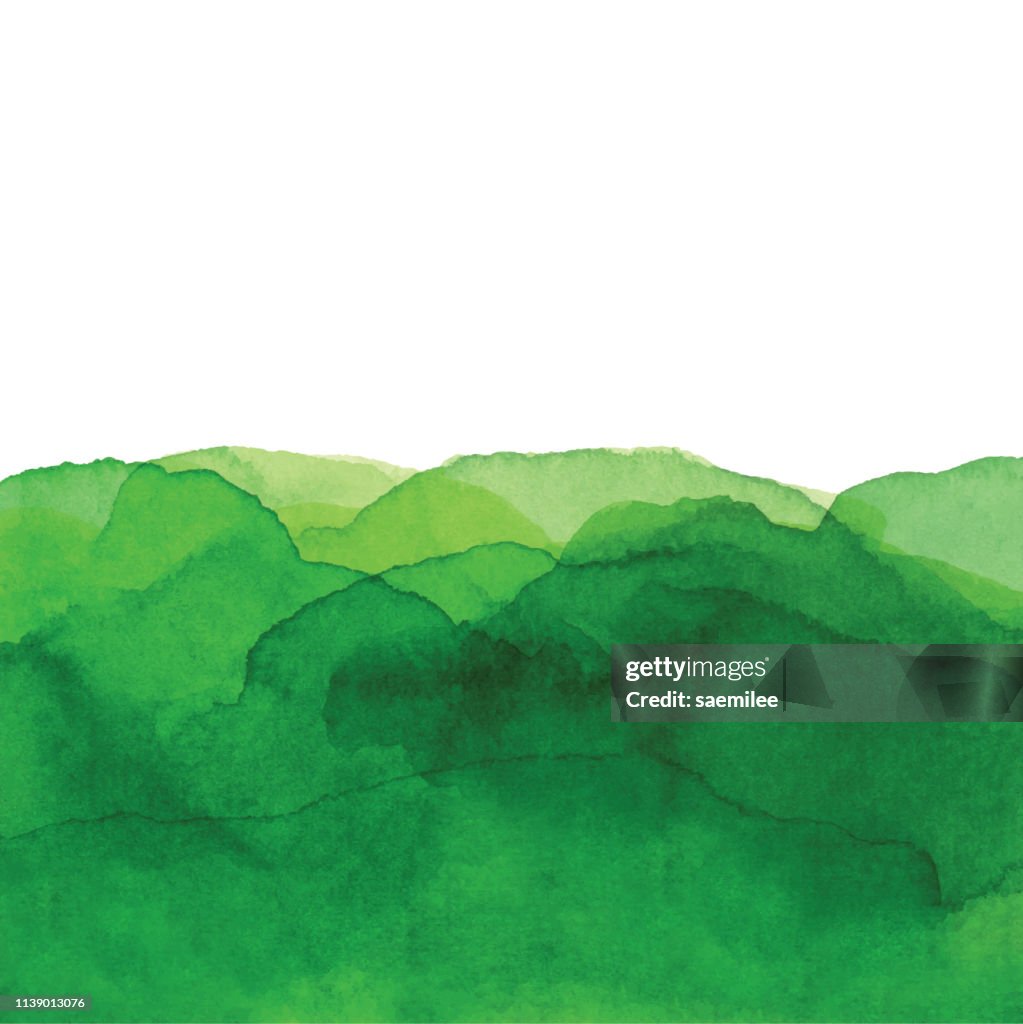 Watercolor Green Waves Background